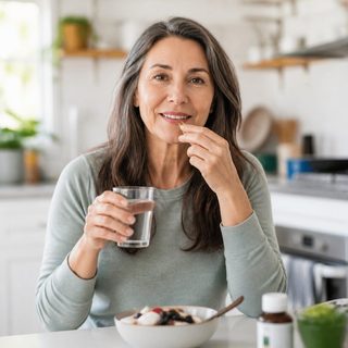Woman taking her morning softgel