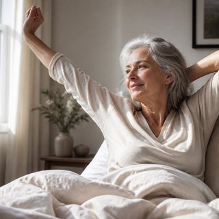 Woman stretching in morning light